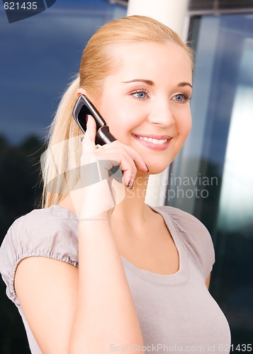 Image of lovely woman with cell phone
