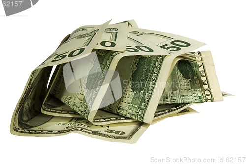 Image of 50 dollars isolated on white background with clipping path