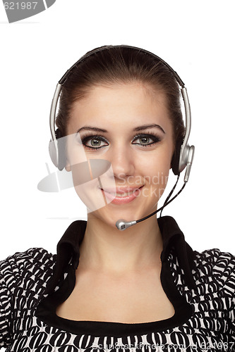 Image of Cheerful customer service operator