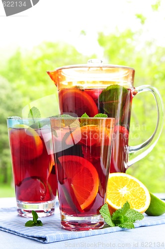 Image of Fruit punch in pitcher and glasses