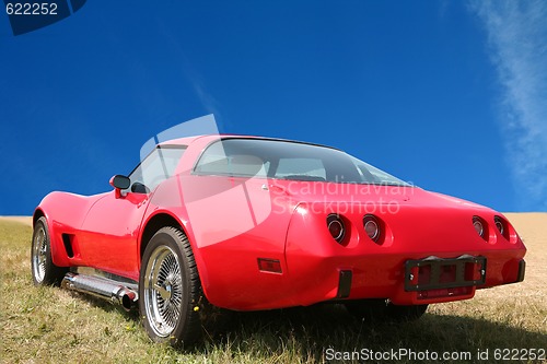 Image of red american sport car 70's