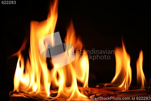 Image of Flame on Burning Newspaper