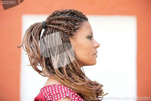 Image of profile portrait of the beautiful african russian girl