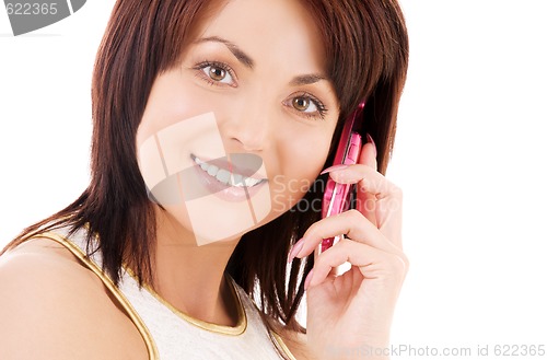 Image of happy woman with cell phone