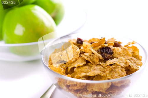 Image of cornflakes and green apples