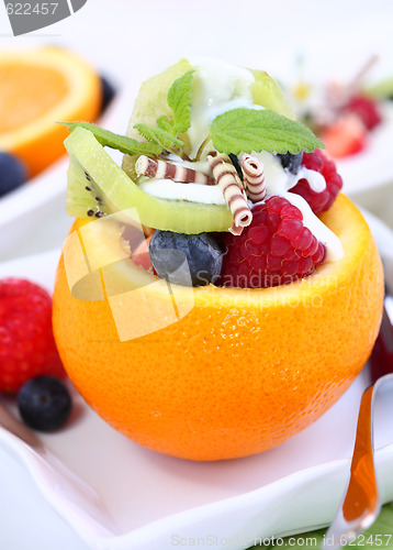 Image of Orange filled with fruits