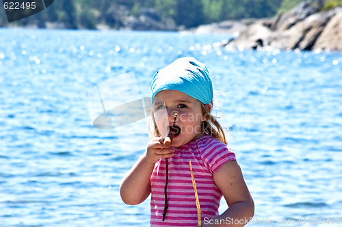 Image of Little girl at the sea