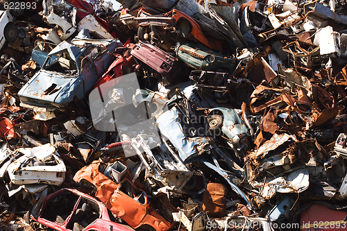 Image of old rusting cars in a junk yard