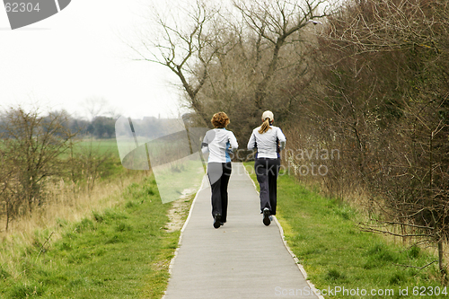 Image of two female joggers on path