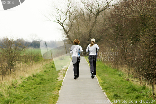 Image of two female joggers on path