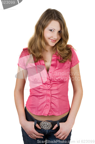 Image of Beautiful smiling young woman. Isolated on white