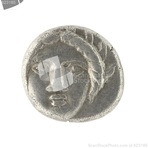 Image of Apollo on Ancient Greek Half Drachm 400 BC