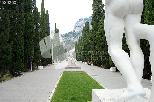 Image of alley of naked men in simeiz crimea