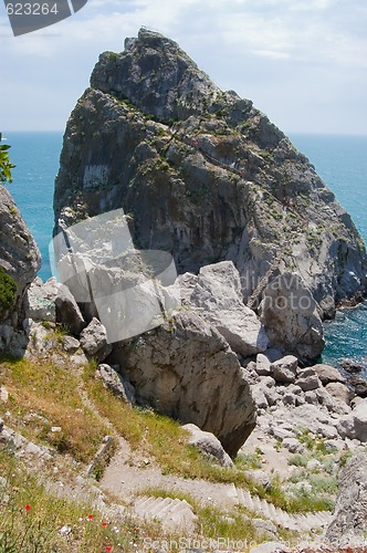 Image of rock and beach in Simeiz