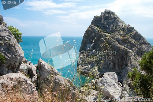 Image of rock and beach in Simeiz