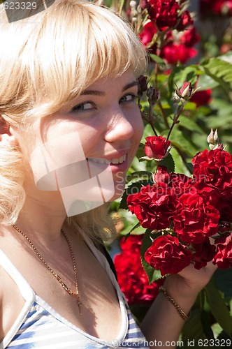 Image of Woman with roses