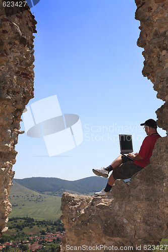 Image of Working on a laptop