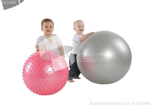 Image of Boys with fitness balls