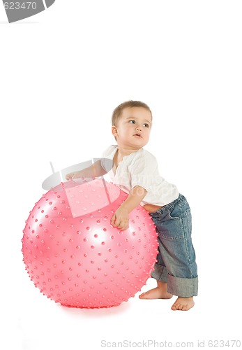 Image of Boy with a fitness ball