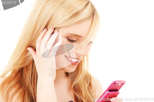 Image of happy teenage girl with cell phone