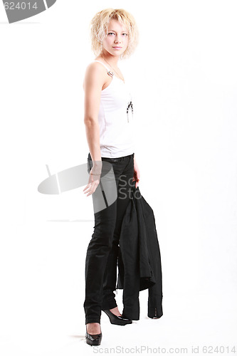 Image of Girl with jacket in the hand
