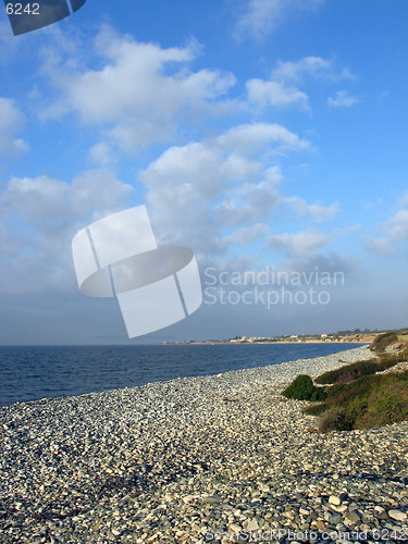 Image of Blue sea, cloudy skies. Zygi. Cyprus