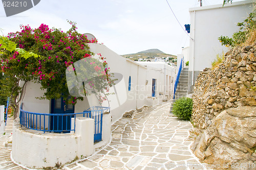 Image of street scene in the greek cyclades islands