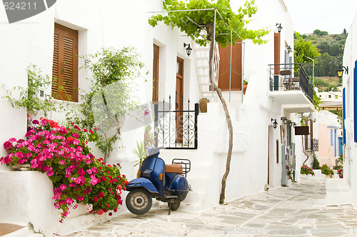 Image of street scene in the greek cyclades islands