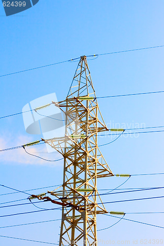 Image of Industrial energy tower on sky background