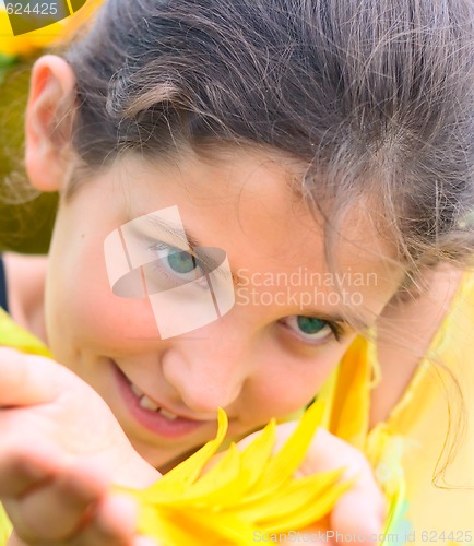 Image of Smile Girl and floral petal