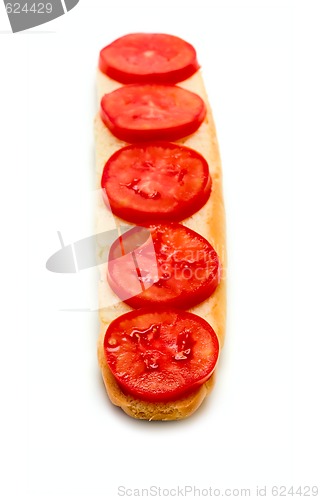 Image of Sandwich with tomato isolated on white