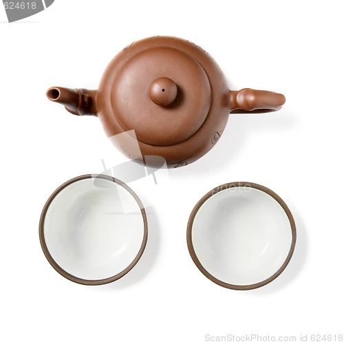 Image of Ceramic pot and two cups