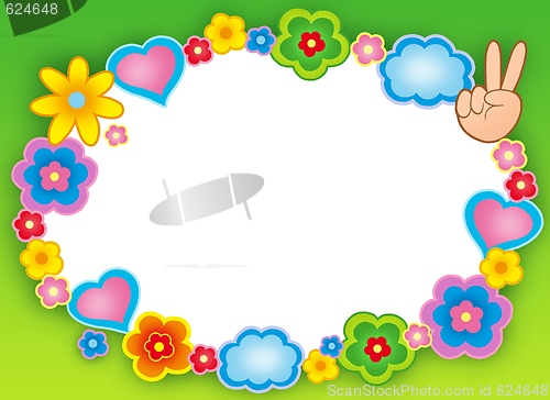 Image of Round hippie frame with flowers