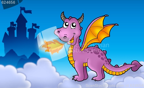 Image of Purple dragon with castle