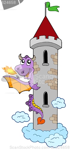 Image of Lurking dragon with castle tower