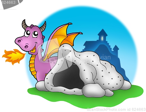 Image of Purple dragon with cave