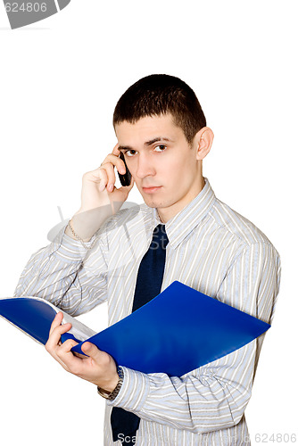 Image of The young man speaks to phone