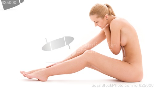 Image of healthy naked woman over white