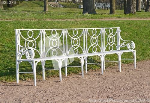 Image of White garden bench