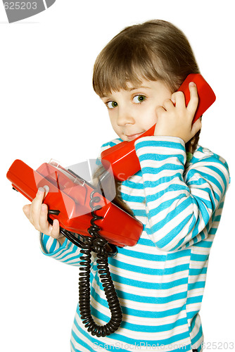 Image of The girl with red phone