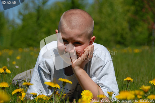 Image of smiling teen boy on grass