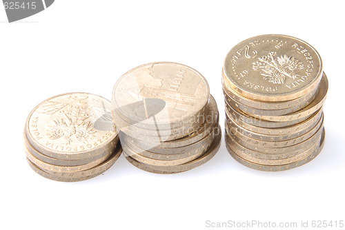 Image of coins on white