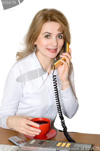 Image of Businesswoman speak by phone