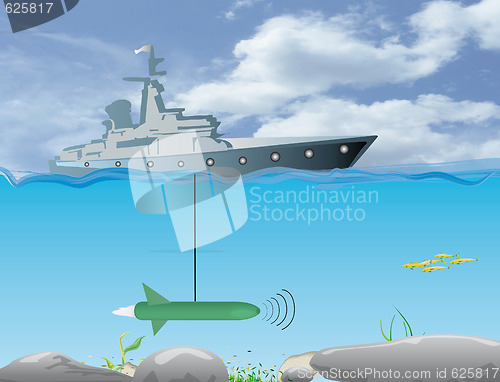 Image of ship of research underwater