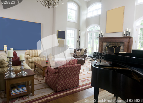 Image of living room with grand piano