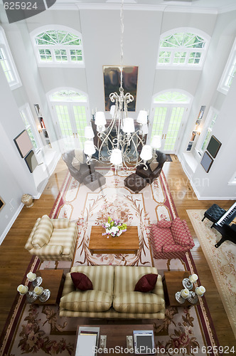 Image of aerial view large luxury living room