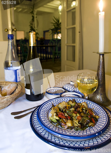 Image of dinner in riad hotel in essaouira morocco