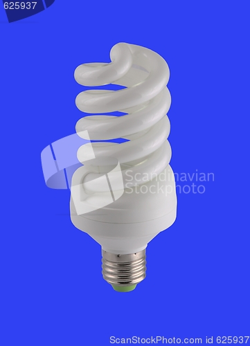 Image of Energy-saving lamp isolated on blue background