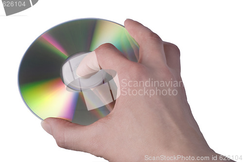 Image of Compact Disc in hand.