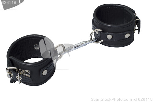 Image of Black Leather Locking Hand Cuffs